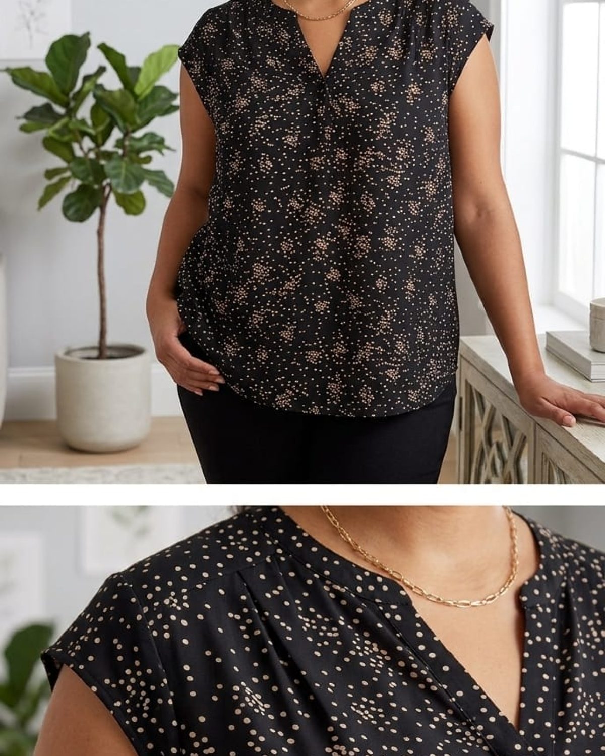 BLUSA NEGRA Y CIRCULOS ZAPOTE