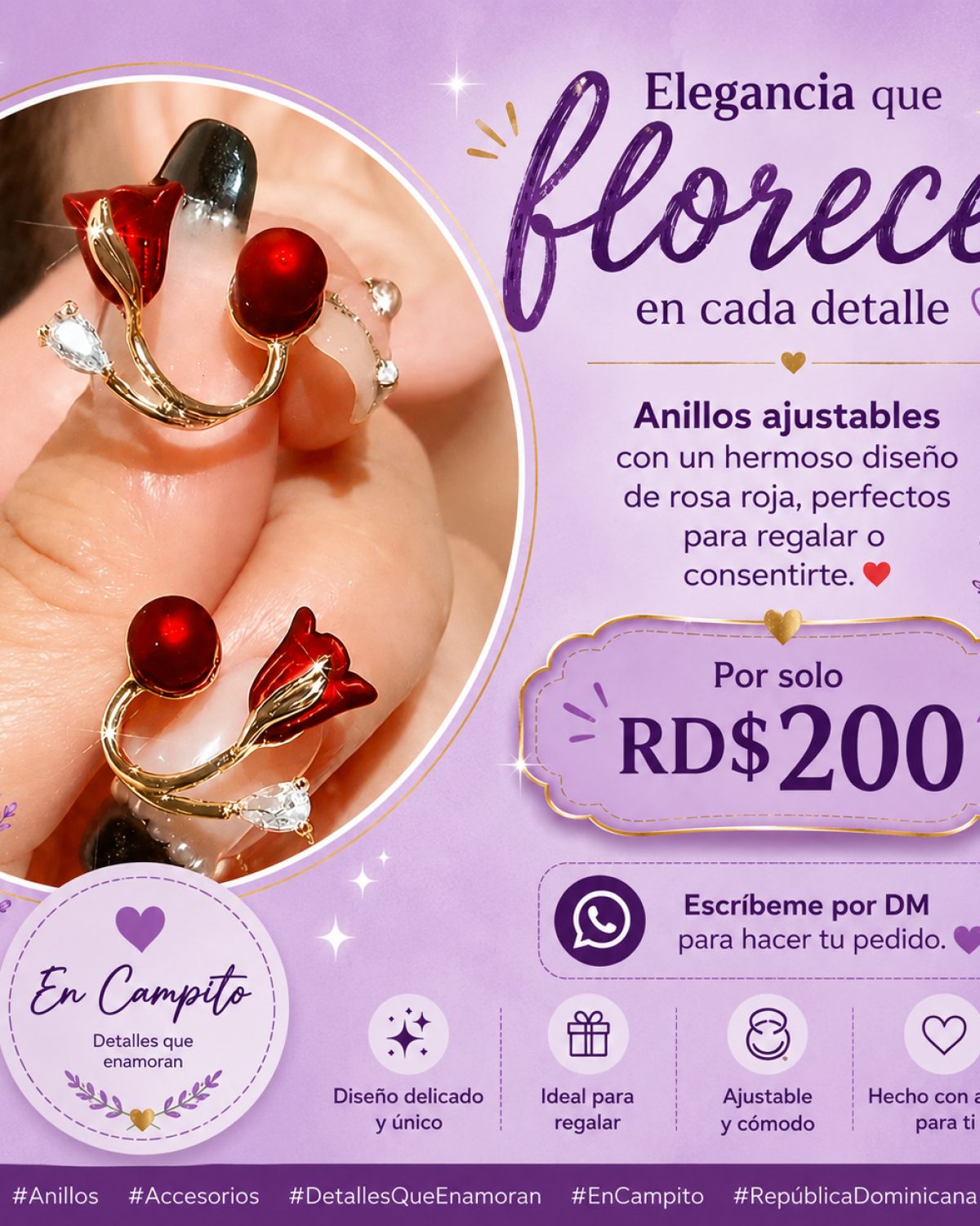 Pendientes pequeños en rojo con diseño floral elegante