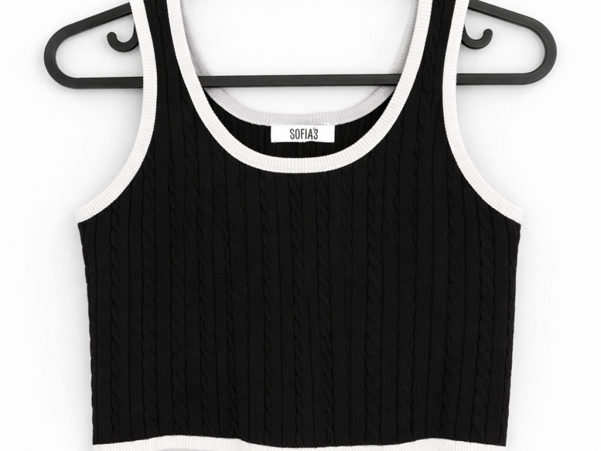 Top Knit Trenzad Bicolor Navy