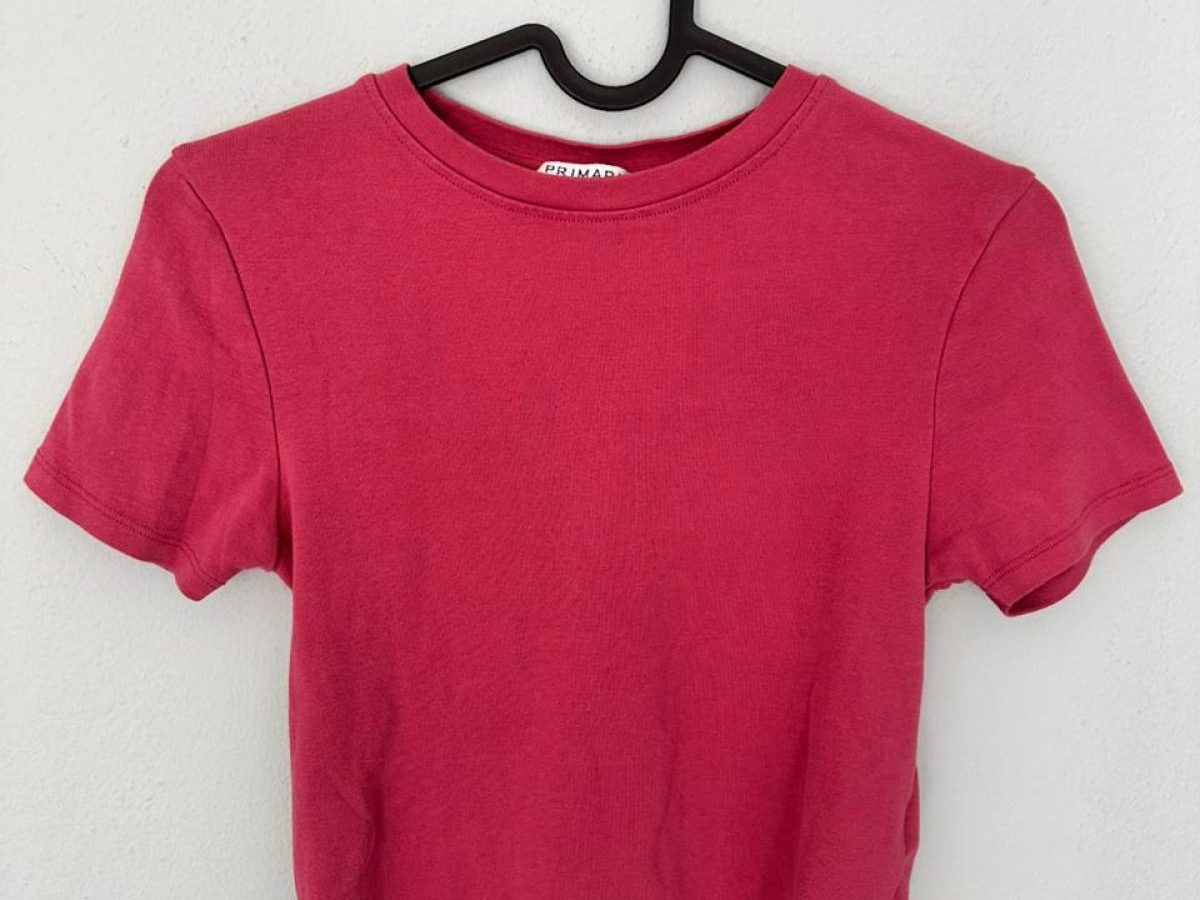 Camiseta Crop Básica Rosa Fucsia
