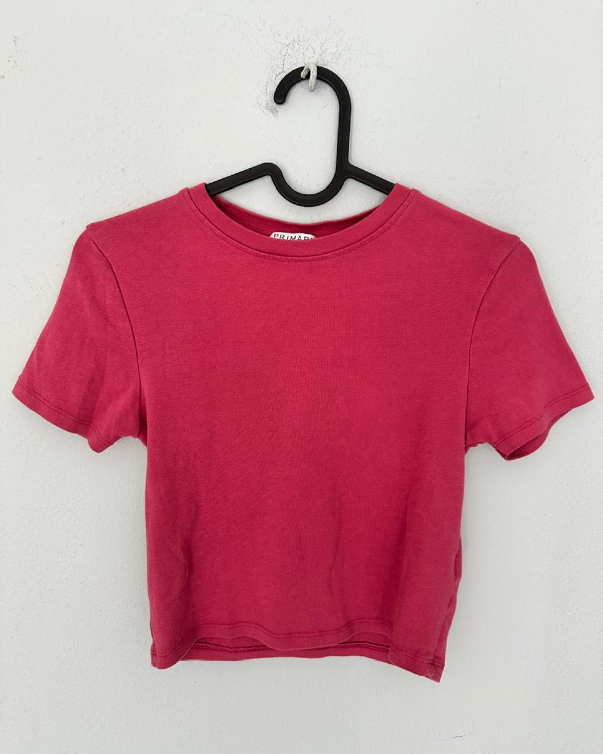 Camiseta Crop Básica Rosa Fucsia
