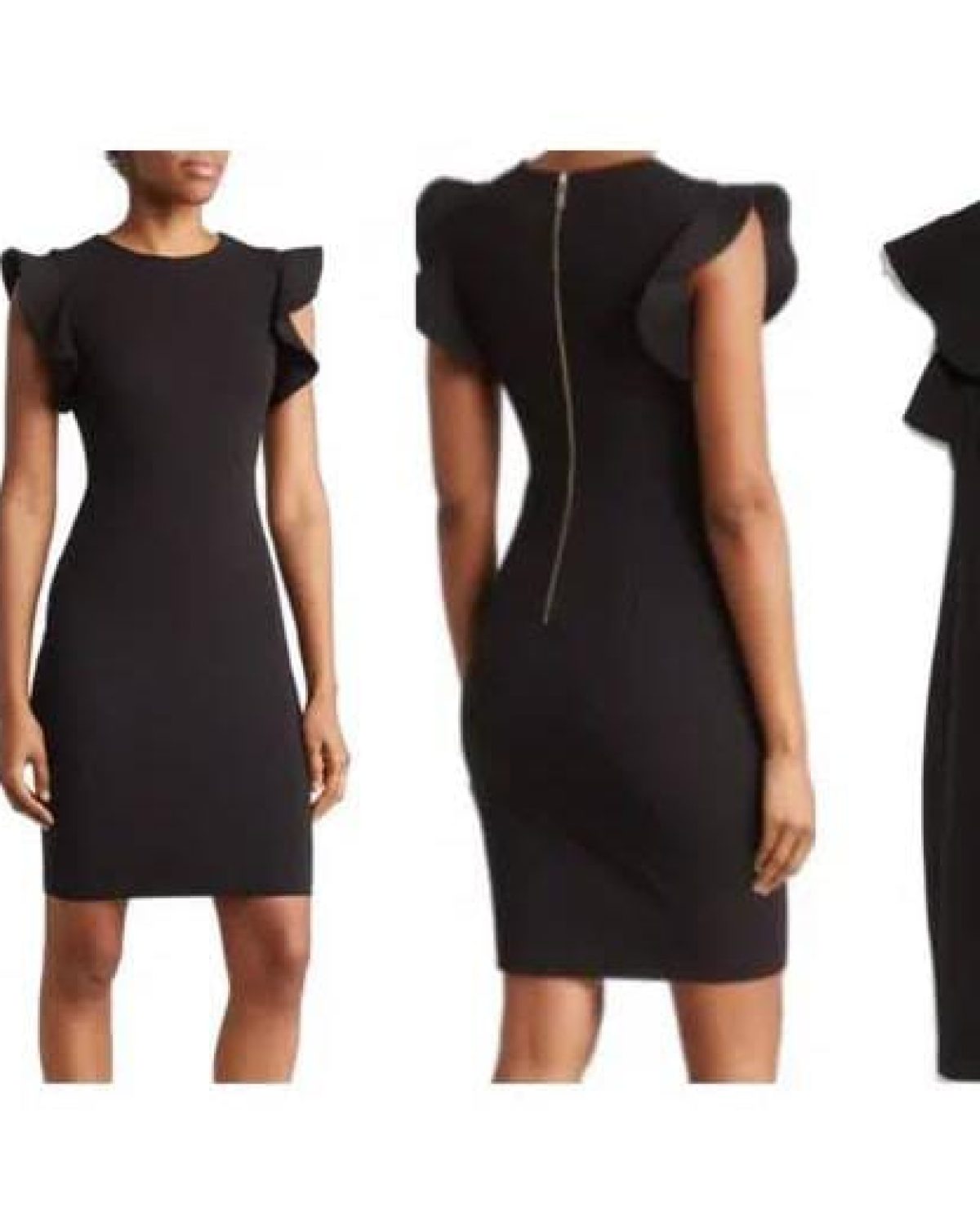 Vestido negro de mujer con mangas de volante de Calvin Klein