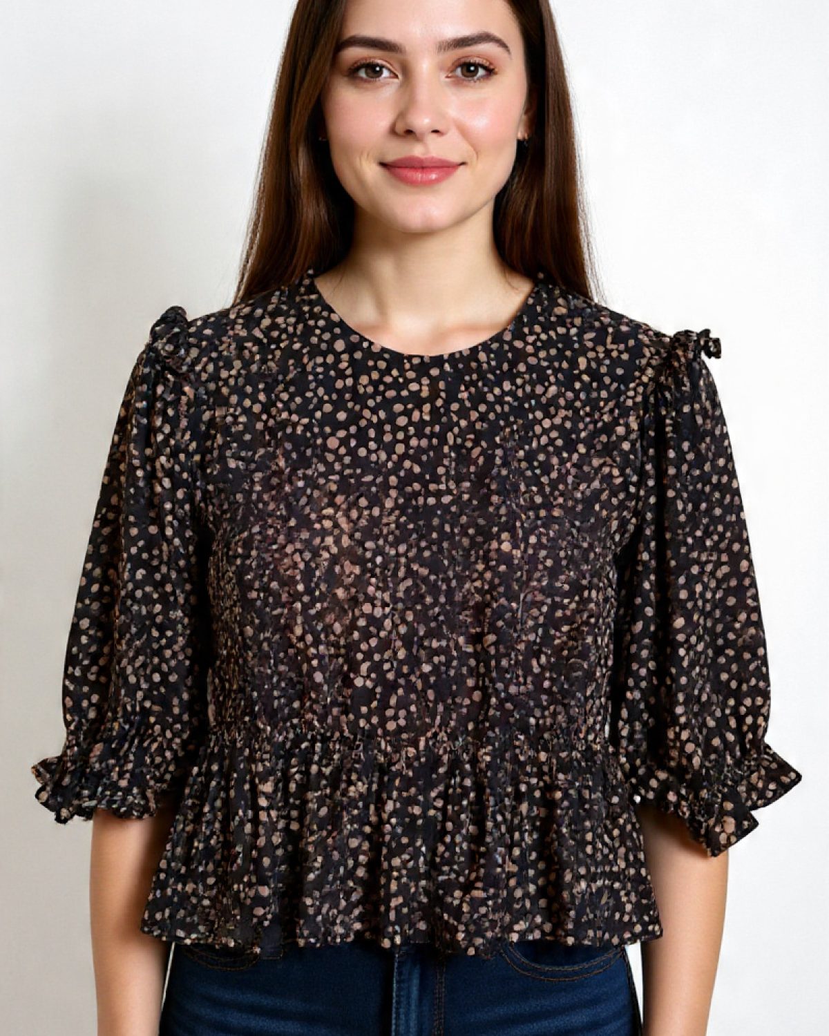 Blusa chic con detalles estampado nspiración  animal prit. Casual y  fresca