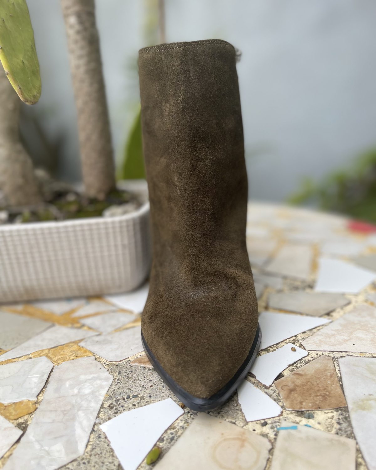 Botines verdes de mujer en buen estado, talla 7