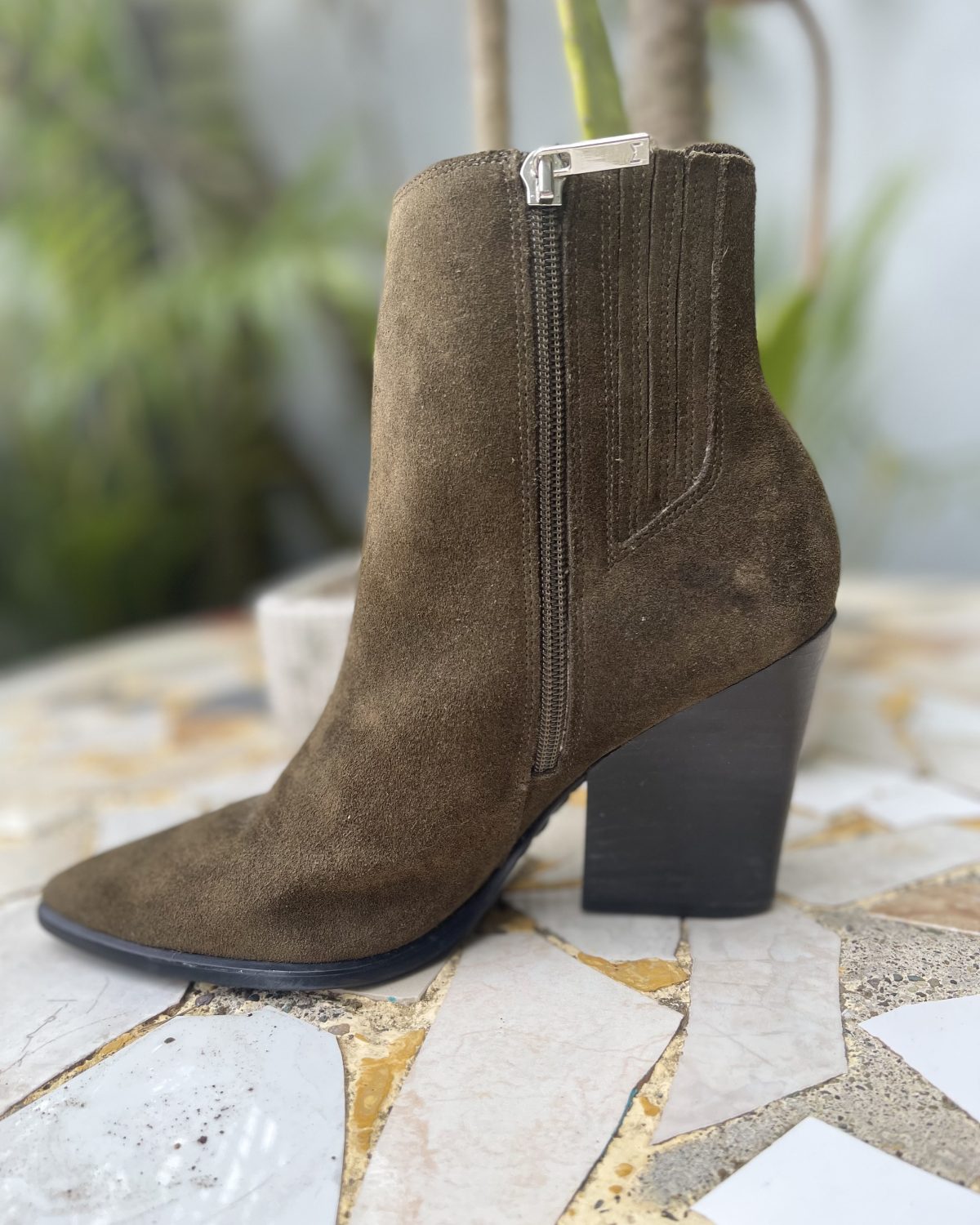 Botines verdes de mujer en buen estado, talla 7