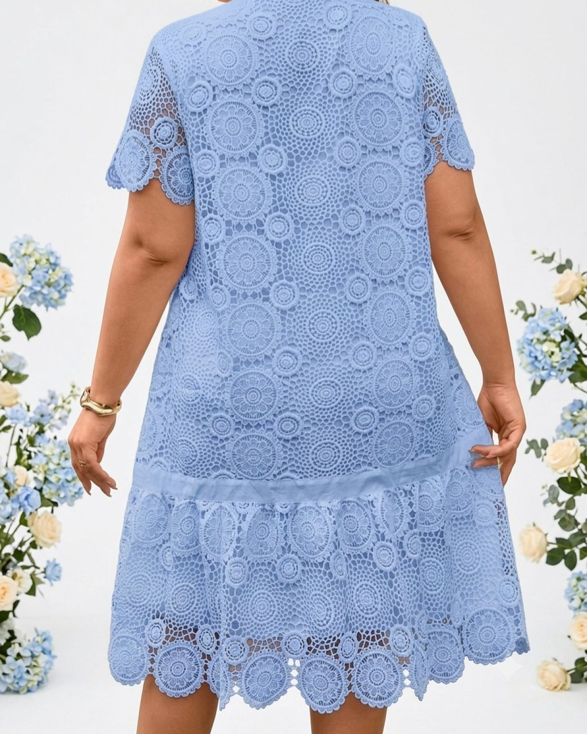 Vestido azul de encaje para mujer, talla 1Xl