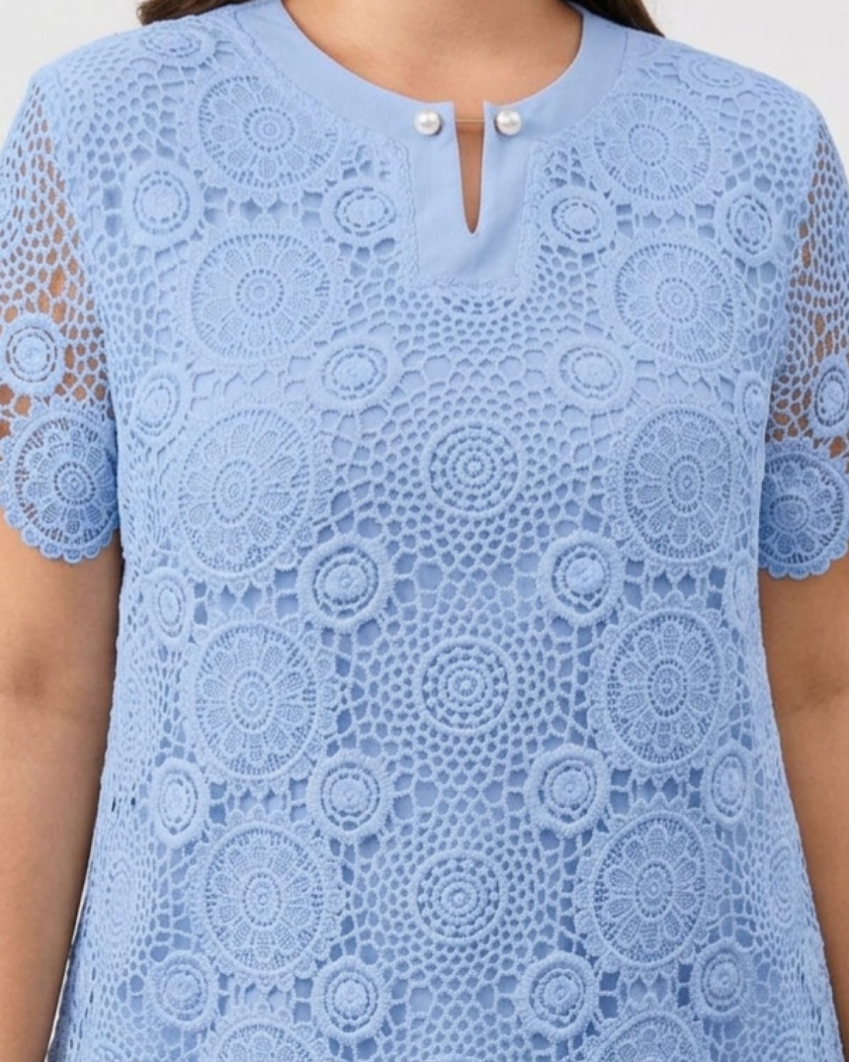 Vestido azul de encaje para mujer, talla 1Xl