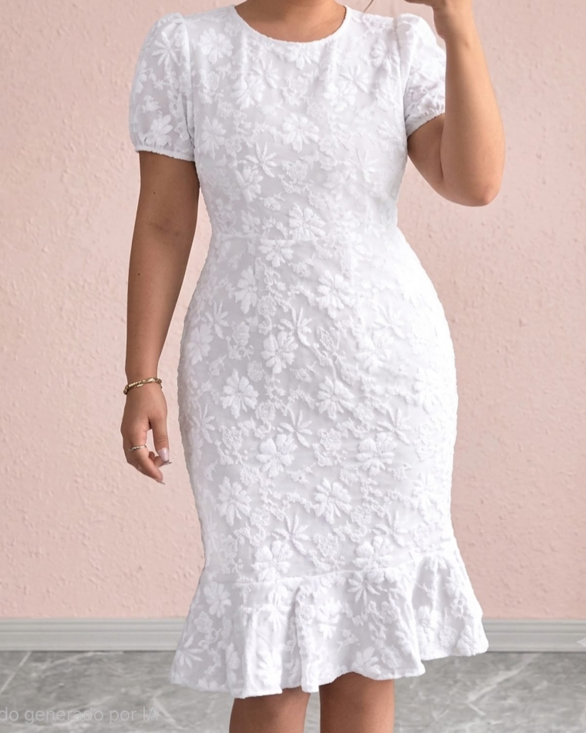 Vestido blanco de mujer con detalles bordados