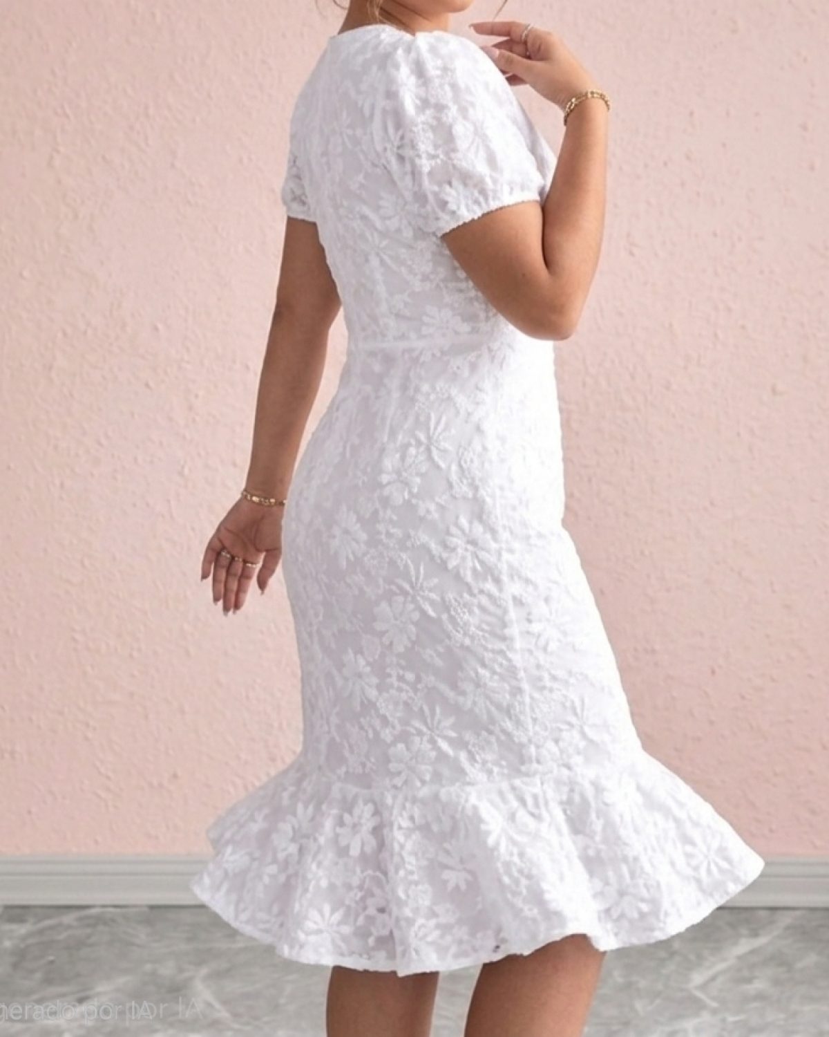 Vestido blanco de mujer con detalles bordados