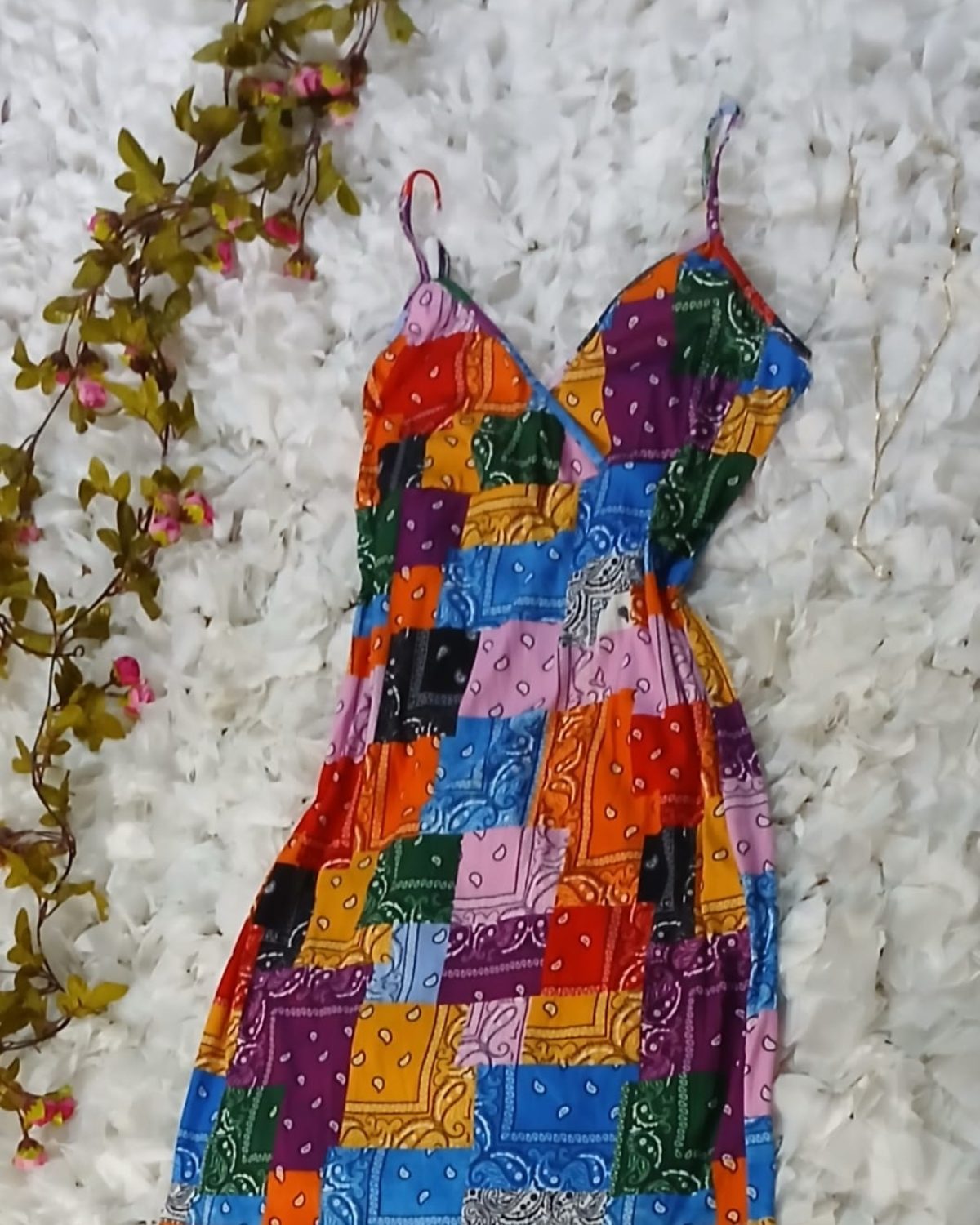Vestido Corto Multicolor de Tirantes con Spandex