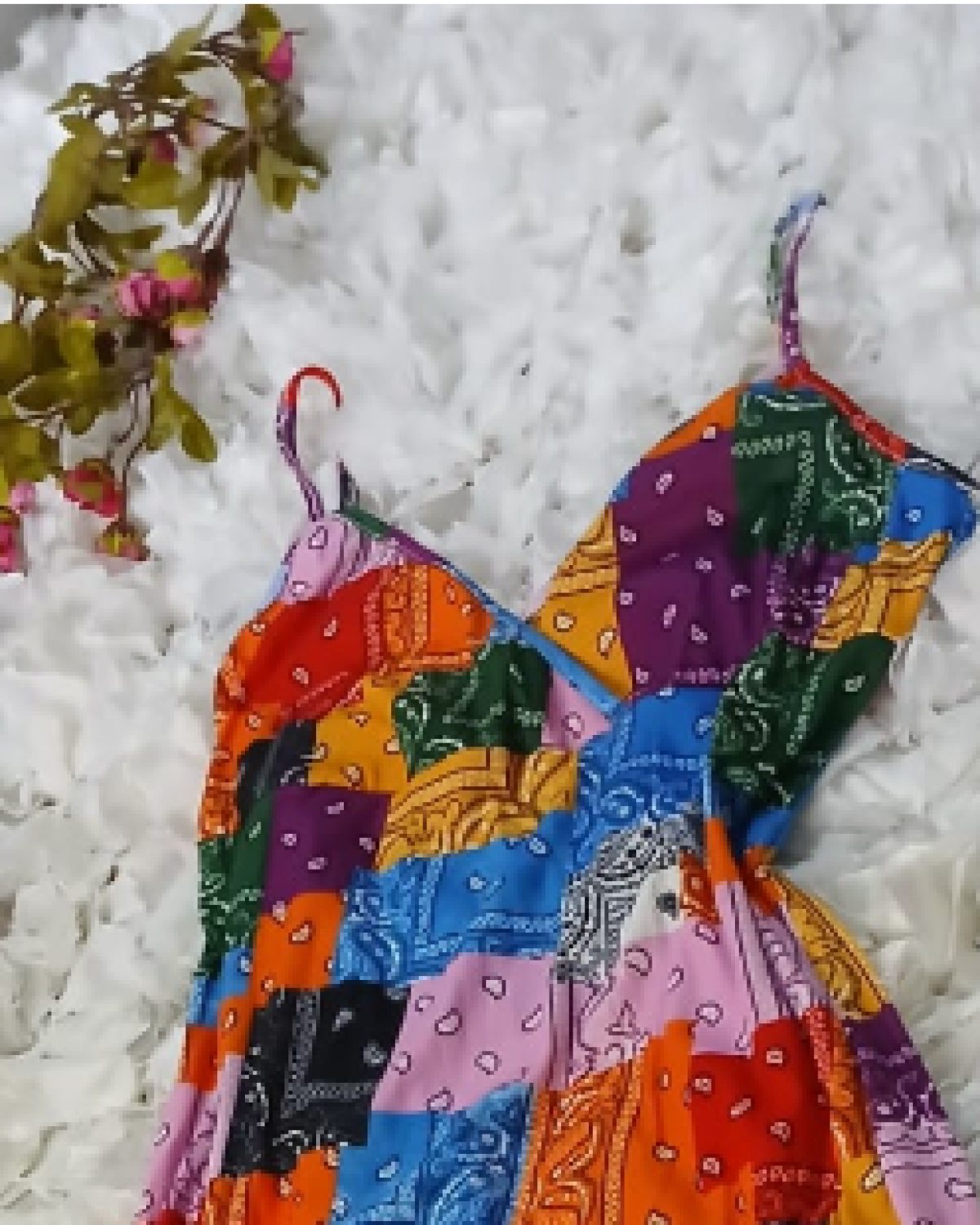 Vestido Corto Multicolor de Tirantes con Spandex