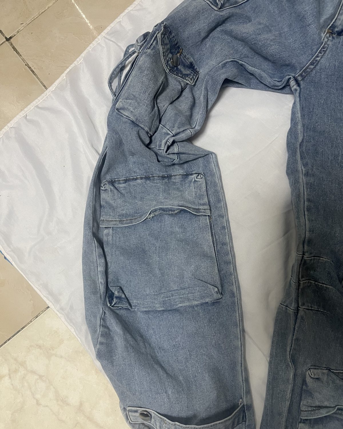 Enterizo bajo bajimama jeans azul claro
