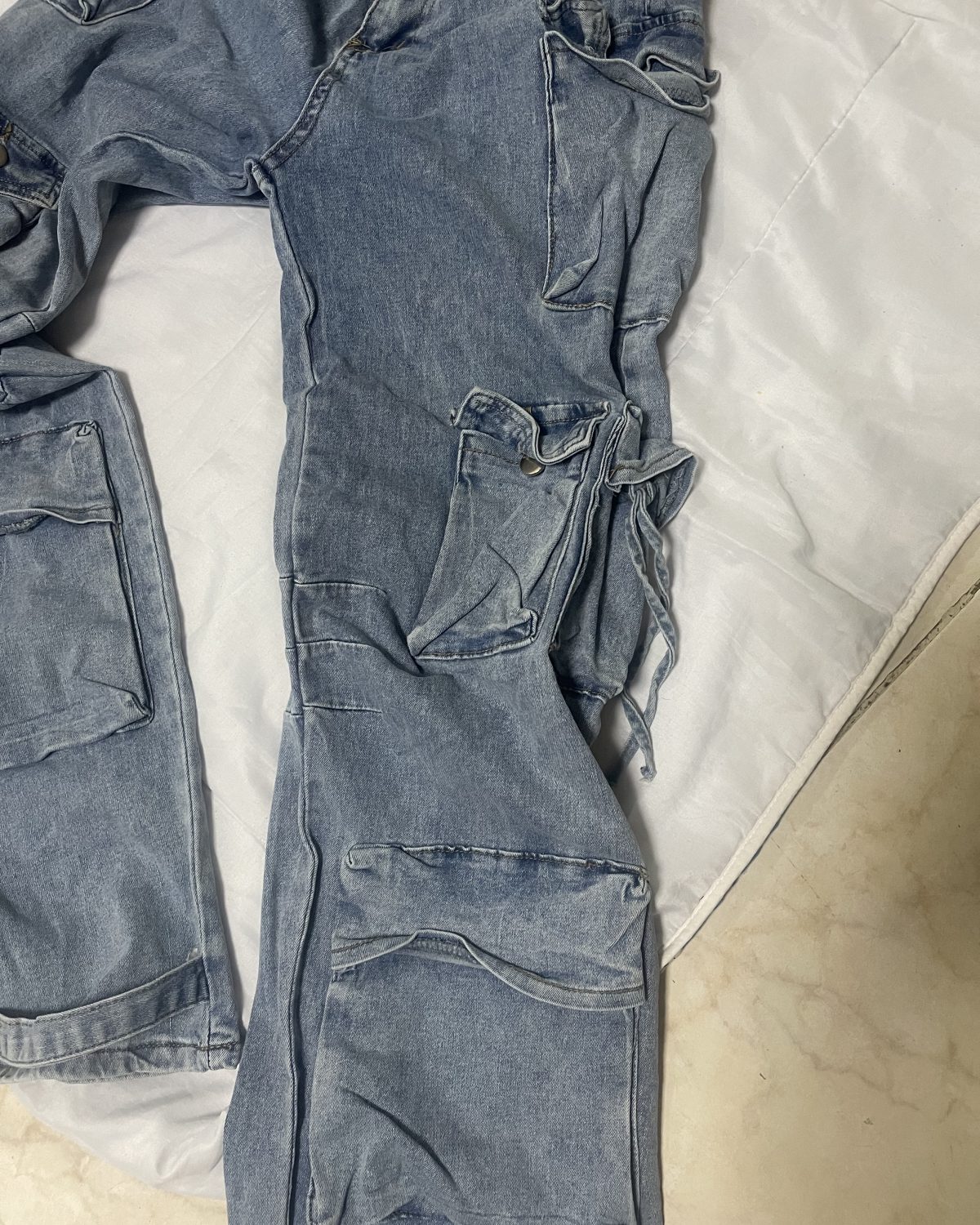 Enterizo bajo bajimama jeans azul claro