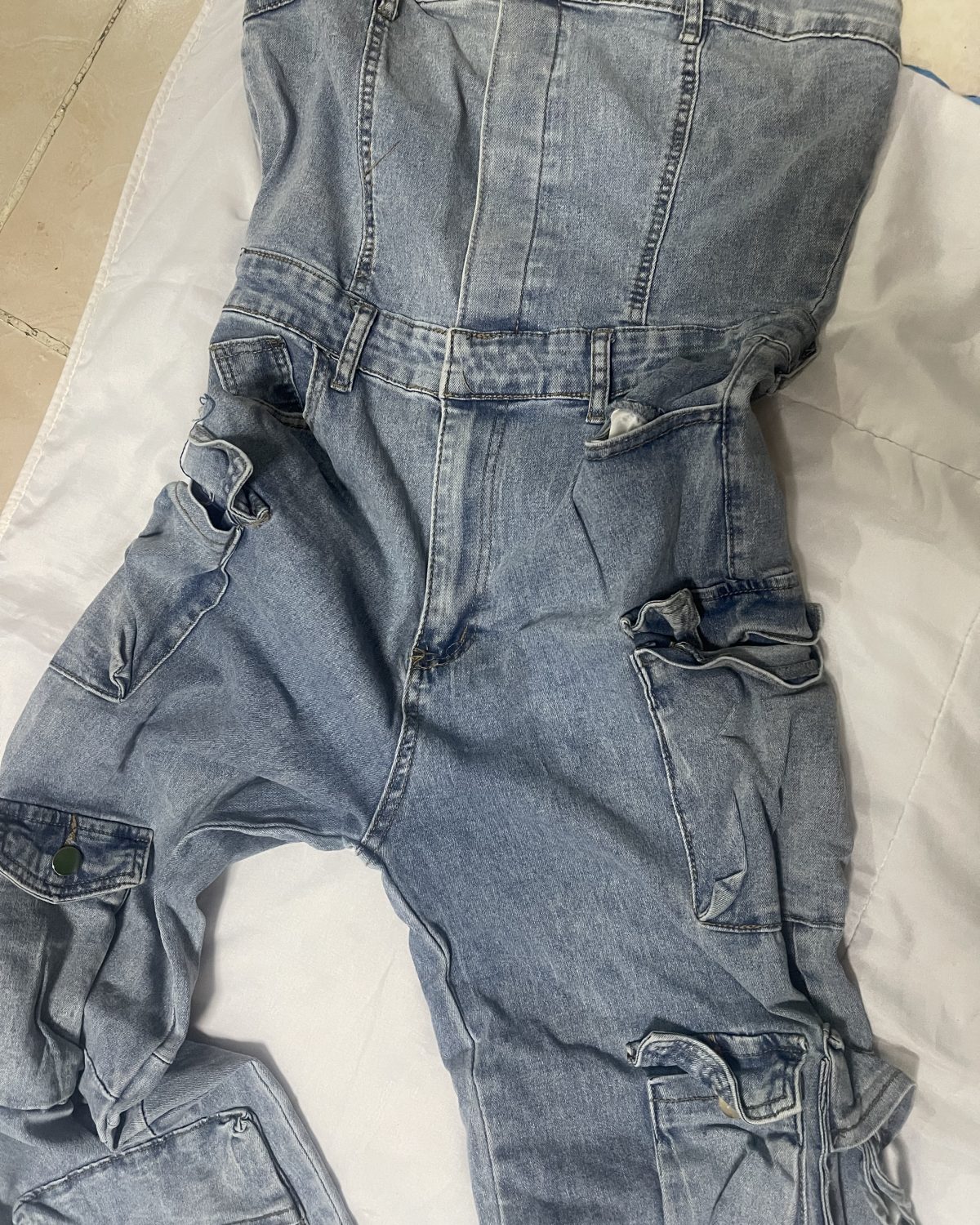 Enterizo bajo bajimama jeans azul claro