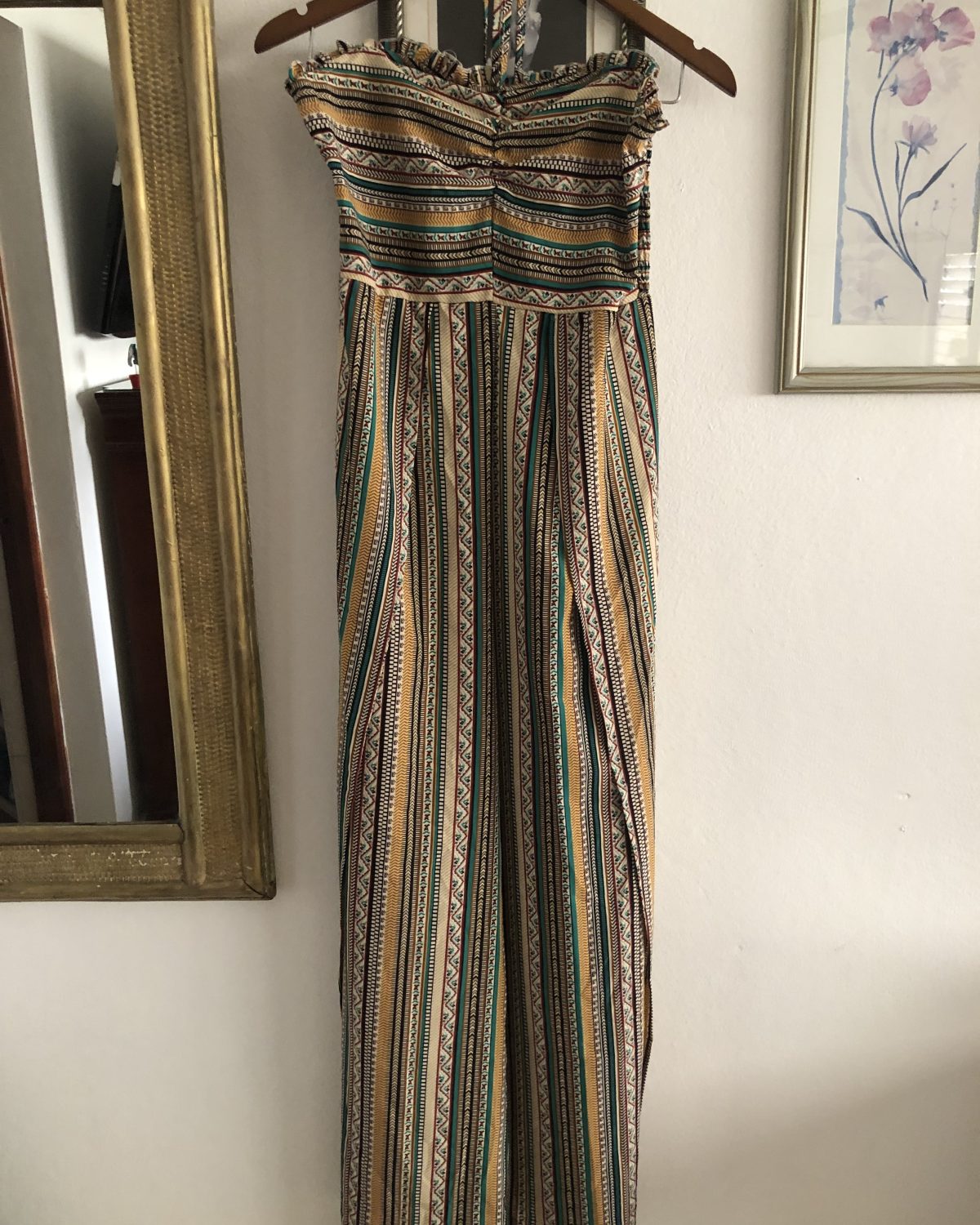 Jumper Boho Chic Palazo / Mono Largo de Rayas Multicolor