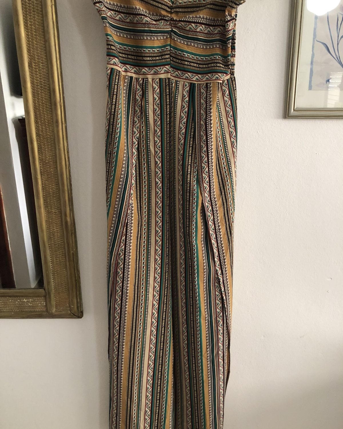 Jumper Boho Chic Palazo / Mono Largo de Rayas Multicolor