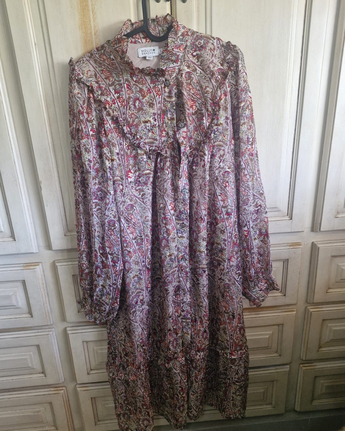 Vestido de seda multicolor con estampado floral para mujer