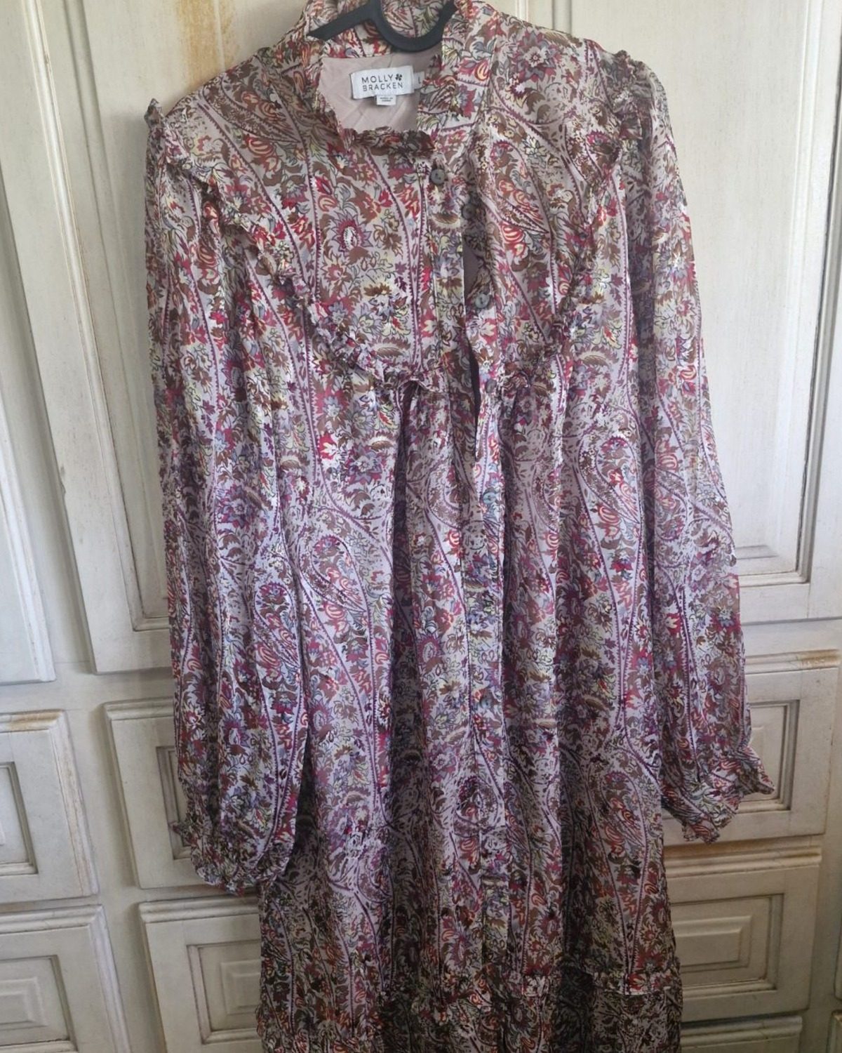 Vestido de seda multicolor con estampado floral para mujer